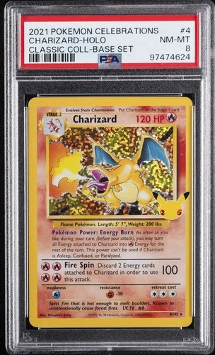 2021 POKEMON CELEBRATIONS CLASSIC COLL #4 CHARIZARD-HOLO PSA 8
