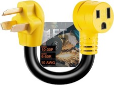 NEMA 10-30P to 6-50R Welding Adapter Cord, 30 Amp 3 Prong Dryer Male Yellow