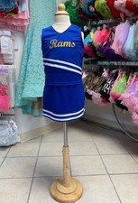 Kids Royal Blue White  Gold Rams Logo Cheerleading Cheerleader Uniform Set NWT