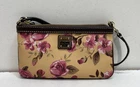 Dooney & Bourke Pink Floral Cream Coated Canvas Wristlet Small Bag New