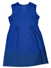 Womens Tahari Arthur Levine Navy Blue Sleeveless Pintucked Suit Dress Size 16