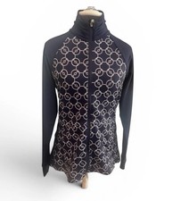 Peter Millar Navy Horsebit Print Zip Jacket Women&rsquo;s Medium Golf 50+ Sun Protect