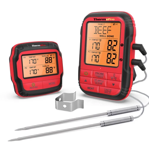 ThermoPro TP828BW 500FT Wireless Dual Probe Meat Thermometer - No Phone, No App!