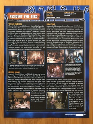 2002 Resident Evil Zero PREVIEW PAGE Print Ad/Poster Official Gamecube Promo Art