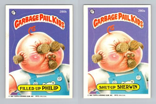 1987 Shut-up Sherwin 280a Filled Up Philip 280 Topps Garbage Pail Kids Series 7 - Imagen 1 de 2