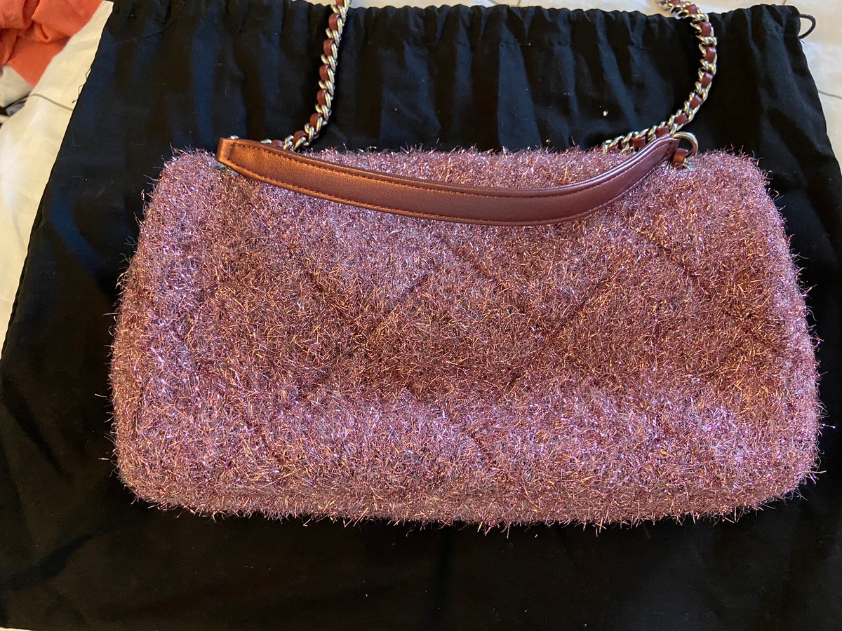 CHANEL★Chanel Ground Control Pluto Glitter Single Flap Bag Gray Chanel Ground Control Pluto Glitter Single Flap Bag