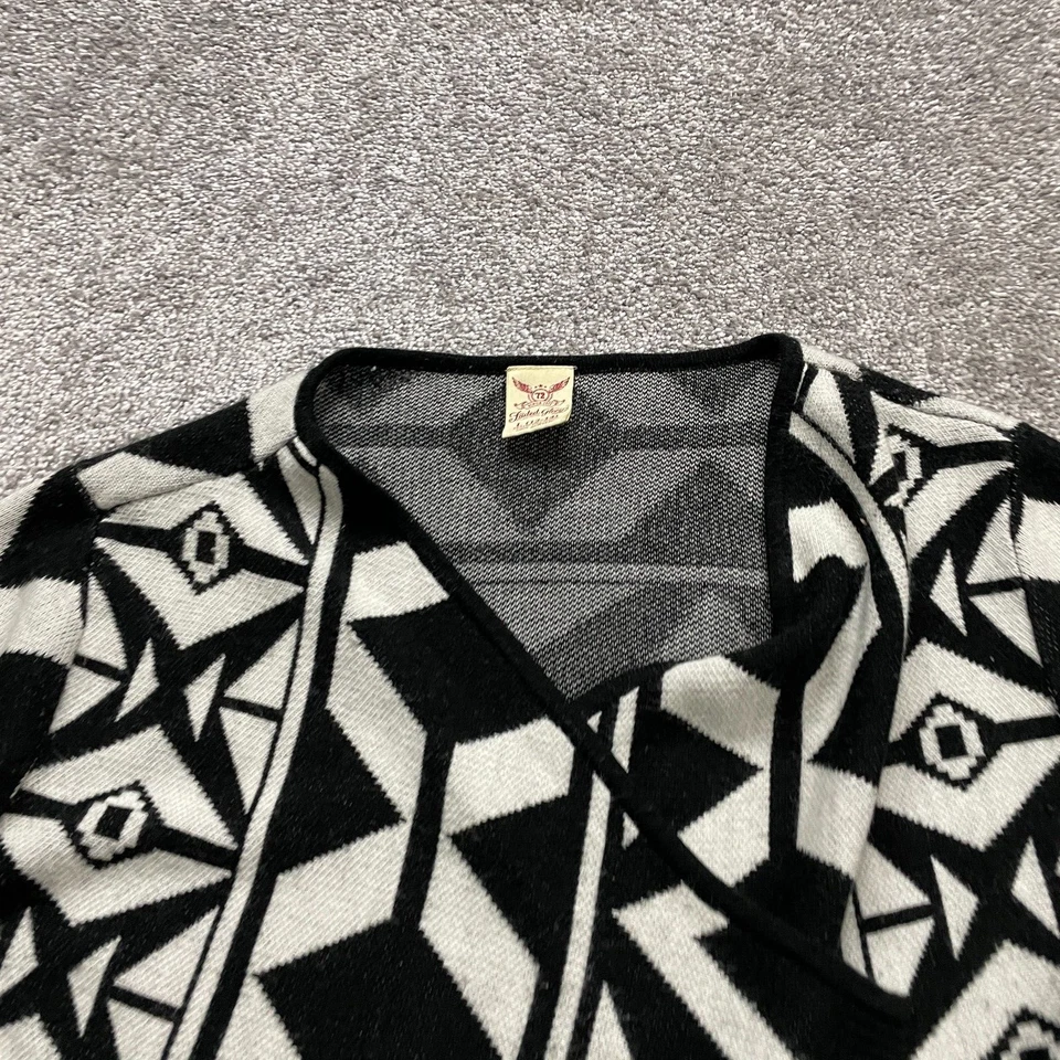 Cárdigan Largo Suéter Gloria Desteñido Jóvenes Niñas Grande 12-14 Negro Blanco Geométrico Foto 3 de 4