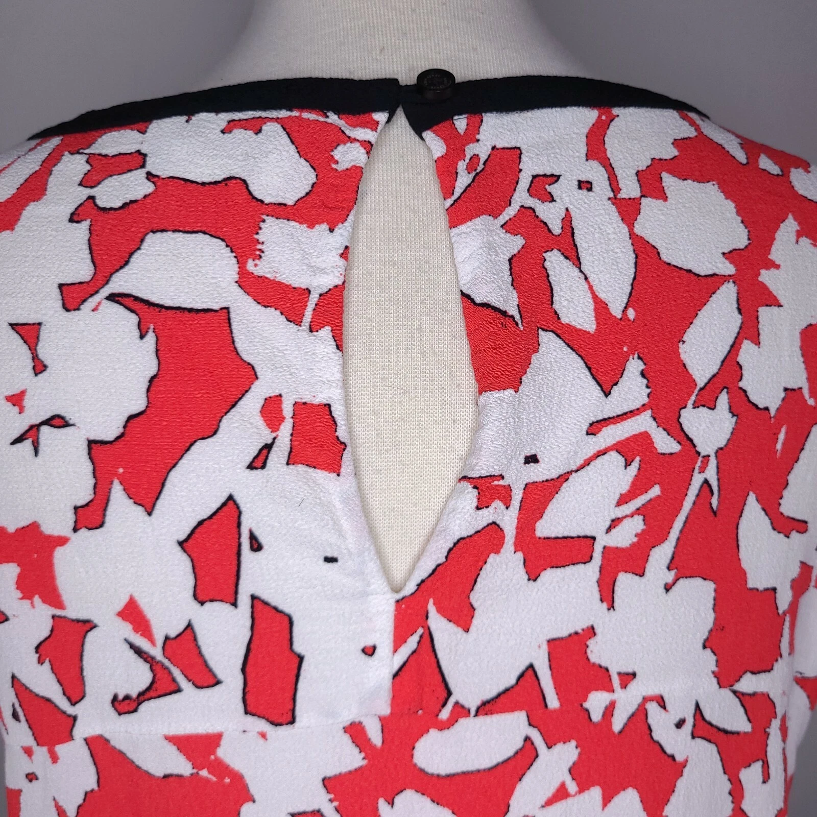 Camicetta tunica Kate Spade taglia 10 rossa nera bianca astratta floreale crepe top