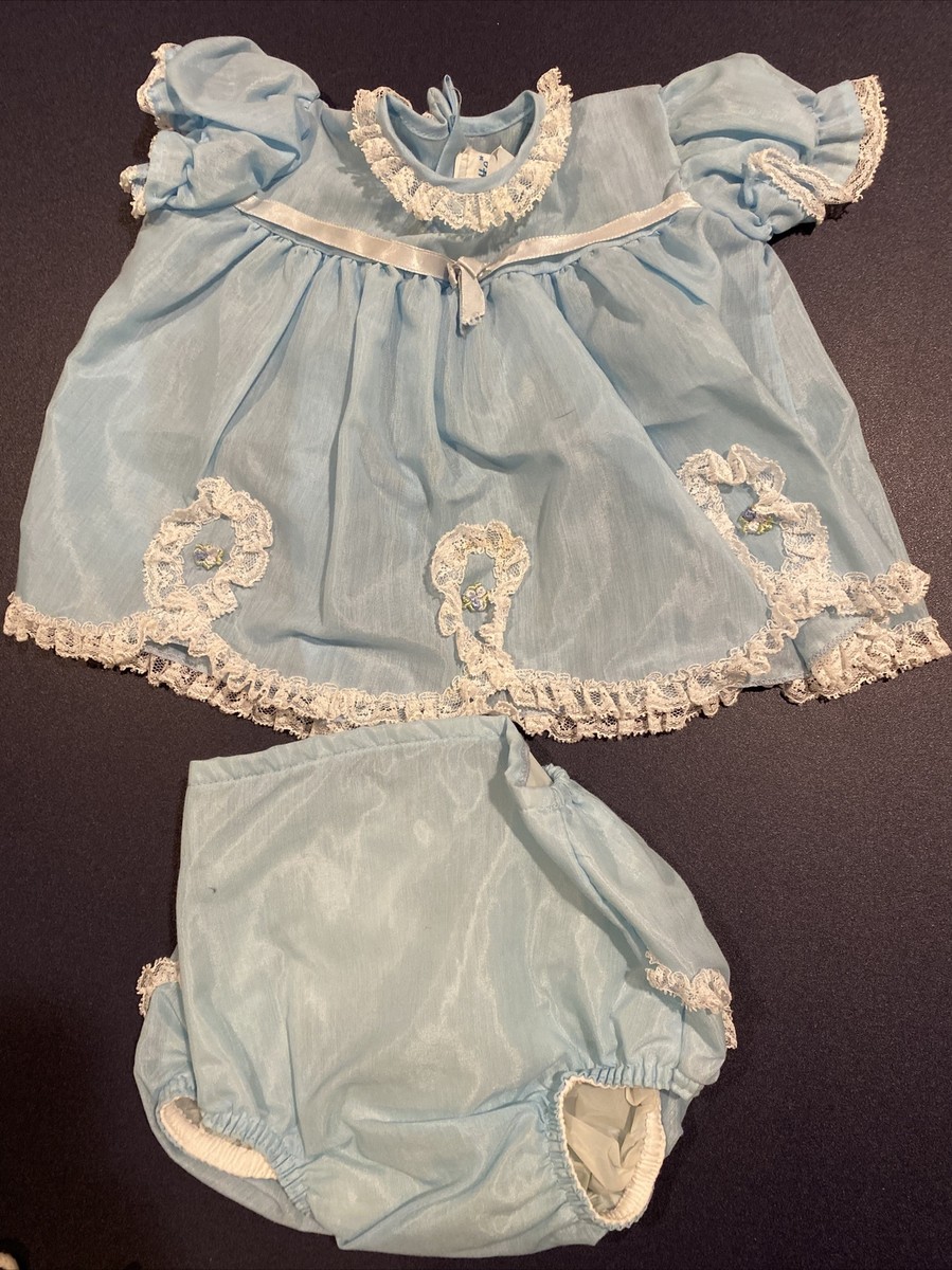 Vintage Baby Girl Blue Ruffle Dress Fits 19-22 Lbs | eBay 