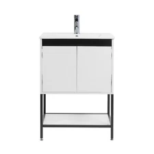 24" Bathroom Vanity Combo Storage Cabinet FloorStanding w/Sink Faucet Set