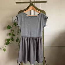 Uniqlo Gray Monochrome Two Toned Fit & Flare Cap Sleeve T-Shirt Dress Size XS