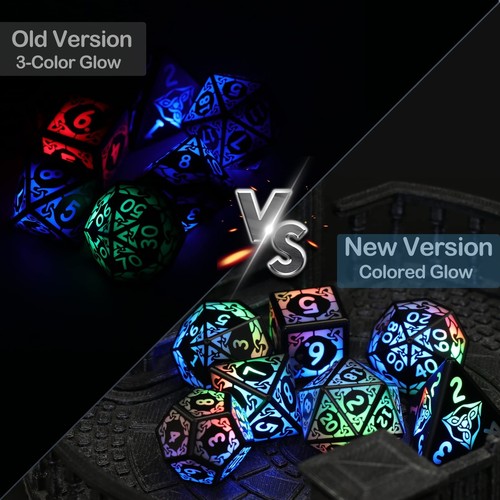 LED Dice Set of 7, DND Dice Rechargeable with Charging Box, Shake to Light Up... - 第 2/8 張圖片