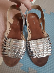extra wide silver sandals