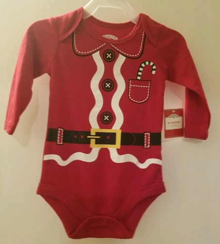 Infant Boys Girls Red Santa Christmas Creeper Bodysuit Long sleeve 12M New - 第 1/4 張圖片