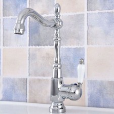 Polished Chrome Deck Mount Kitchen Faucet Swivel Sink Bathroom Basin Mixer Tap