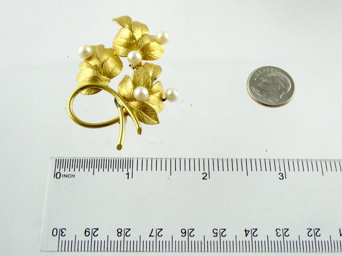 Imperial IPS 12K GF Gold Filled Pearl Leaves Brooch or Pin Imperial IPS 12K GF Gold Filled Pearl Leaves Brooch or Pin