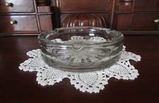 Vintage Clear Glass Ashtray Heavy Round Retro 5.75" In x 1.5"Tall In Thick glass