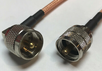 RG400 UHF Male Angle to UHF Male 259 Double Shield Coax PICK LENGTH RF US Lot   
