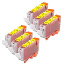6 YELLOW Replacement Ink + chip for CLI-8Y MX850 iP6600 iP6700 iP4500 iP4300