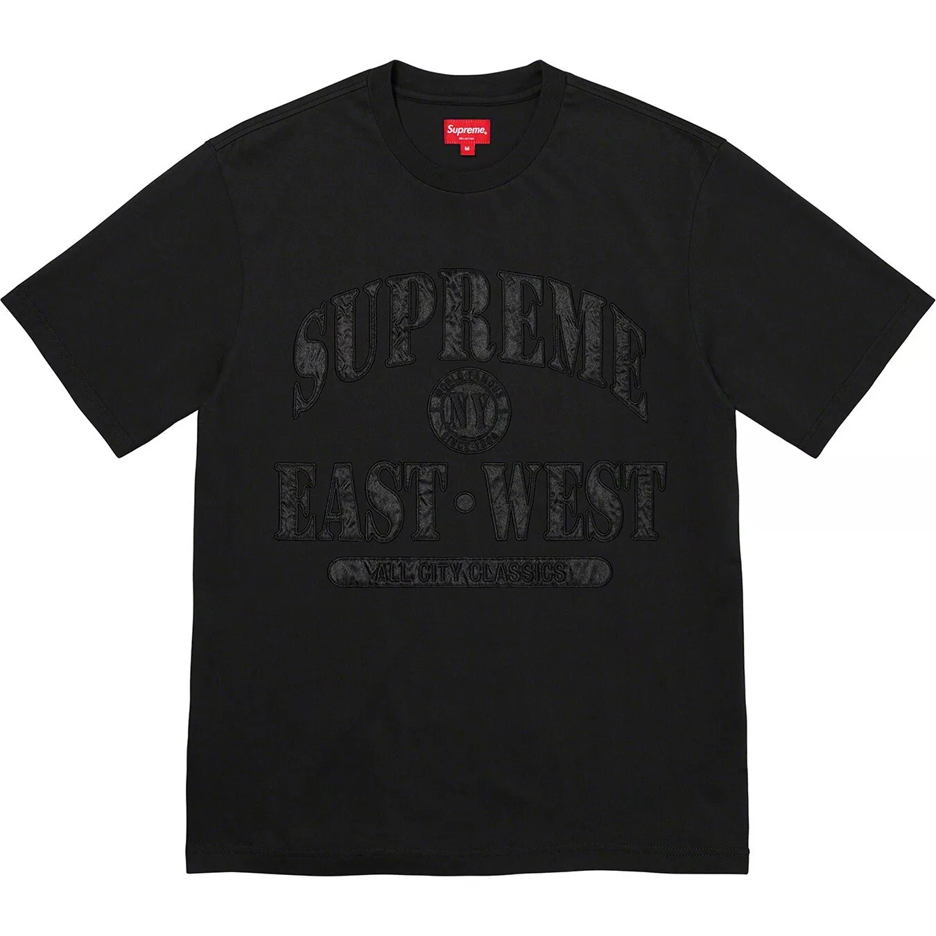 T shirt noir Supreme East West S/S top logo broderie manches courtes FW21