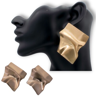 Large Gold Hoop Earrings, 14k Plating Big Chunky Geometric Hollow