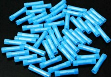 100 Pc. 16-14 AWG GA Wire Seamless Heavy Duty Crimp On Blue Nylon Butt Connector