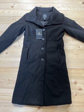 Stormtech Wool Blend Coat Women's Size Xs Black Button Front Mid Length Wrs-4w