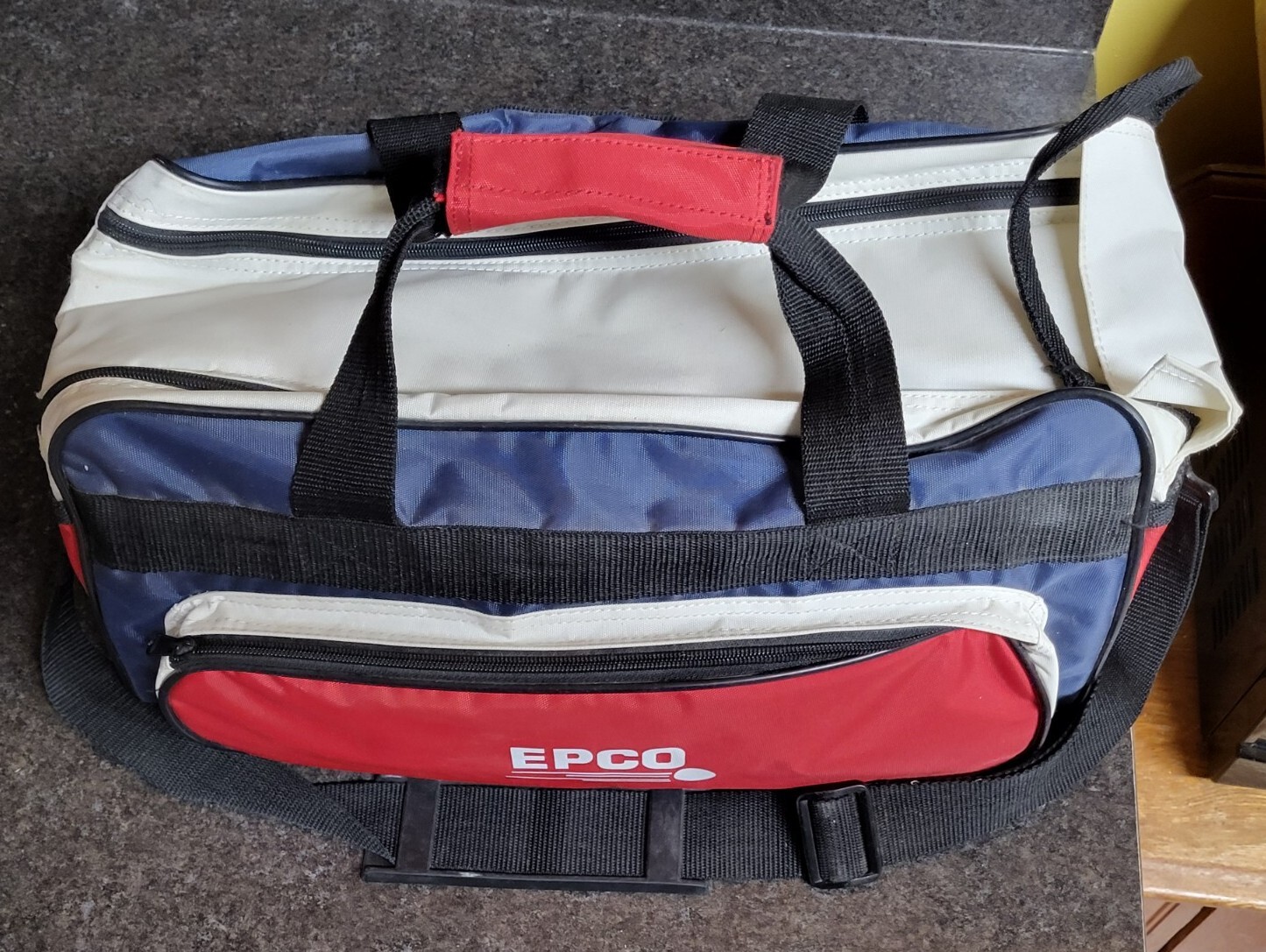 Stunning Set of 4 EPCO Red /Blue Swirl Candlepin Bowling Balls With