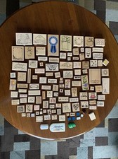 Rubber Ink Stamp Collection Lot, Wood Handle