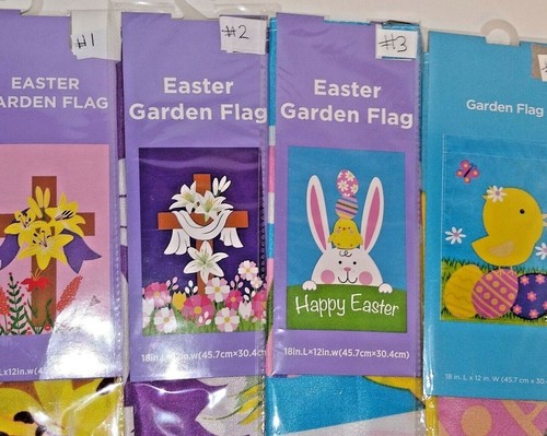 Easter Garden Flag 12 X 18 Choice: Crosses, Bunny, Chicks New - 第 1/4 張圖片