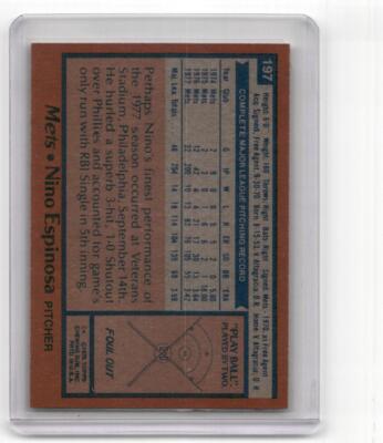 Nino Espinosa 1978 Topps #197 - K4527 | eBay
