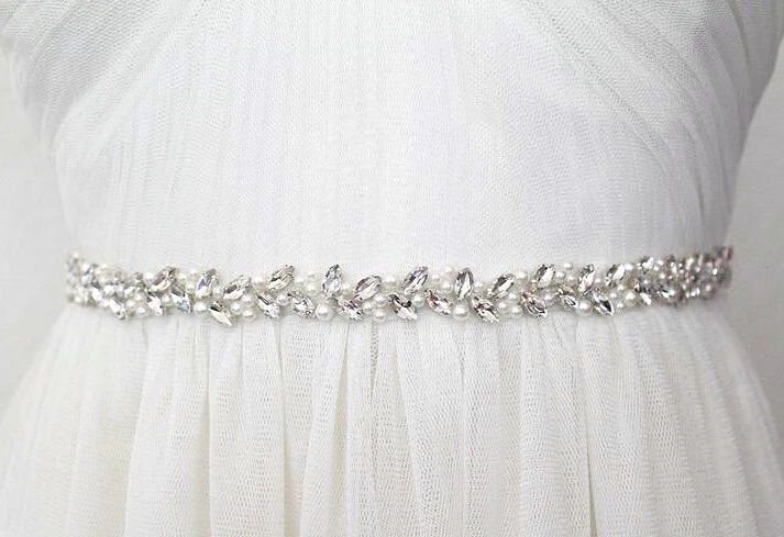 Cintura di Nozze Cintura Abito da Sposa Accessori con Strass di Cristallo Cintura in Raso per Abito da Damigella d'Onore Donna Abiti da Sera da Ballo,Latte Bianco