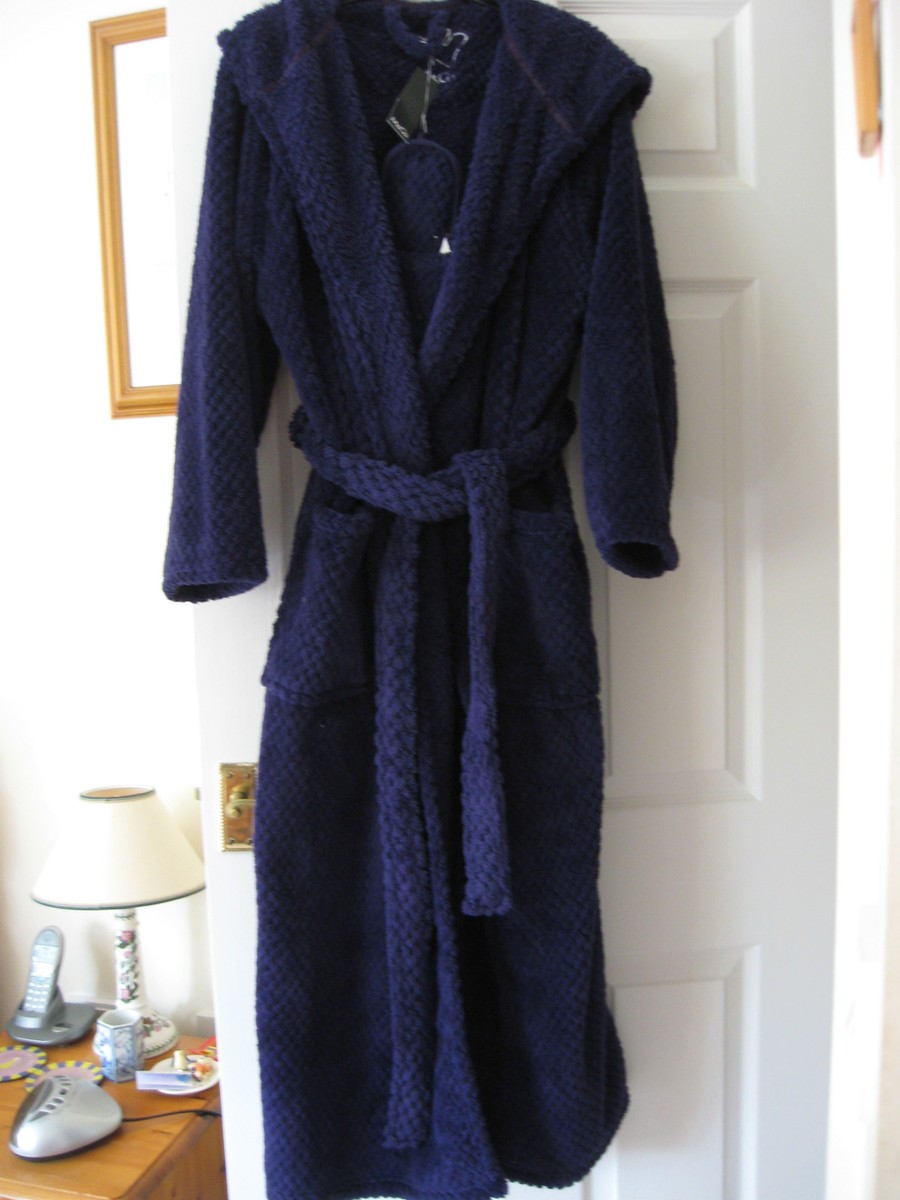 NEW WOMENS M&Co LONG PURPLE HOODED DRESSING GOWN ROBE SIZE UK 14