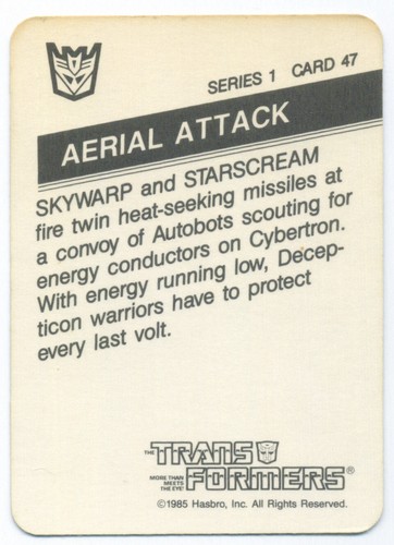 TRANSFORMERS ACTION CARDS #47 Aerial Attack - Picture 2 of 3