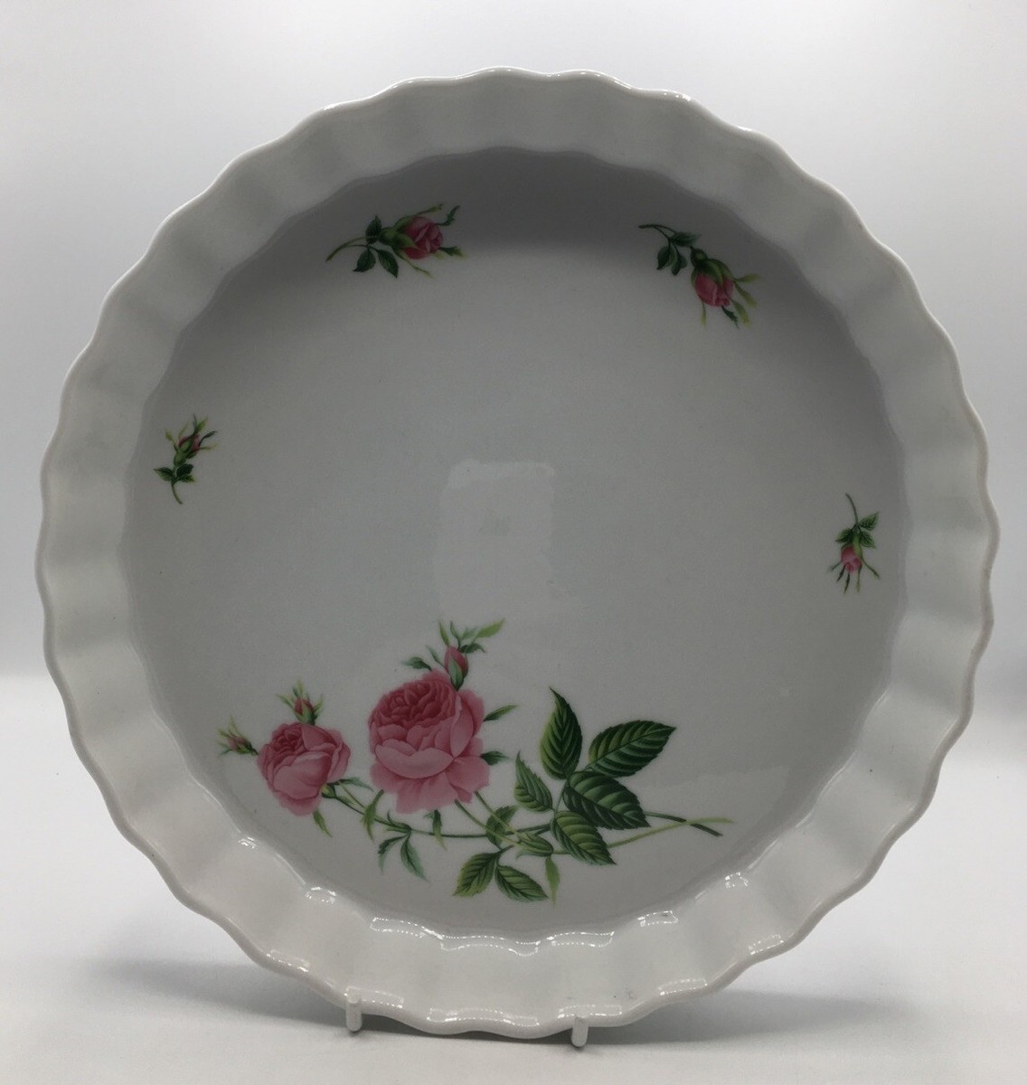 CHRISTINEHOLM PINK ROSE FLUTED FLAN DISH