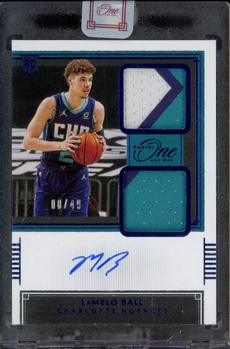 2020-21 Panini One And One Blue LaMelo Ball RPA RC Rookie Dual Patch AUTO 8/49