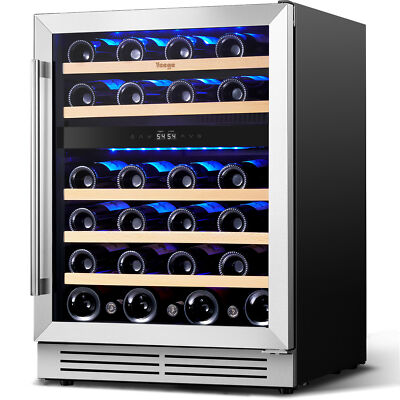 Yeego 24'' Dual Zone Wine Cooler Hold 47 Bottles 40-65°F W/Glass Door Home