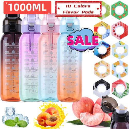 1000ML Leak-Proof Air Sport Water Up Bottle with Flavor Pod for Travel Climbing - Picture 1 of 73