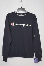 NEW Champion Powerblend Script Logo Blue Sweatshirt Men SMALL Crew Neck