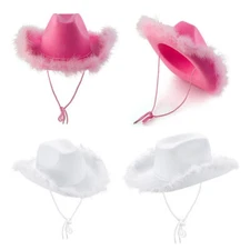 Cowgirl Hat with Fluffy Feathers Novelty Cowboy Hat Party Costume Accessories