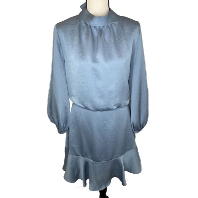 VICI Womens Large Baby Blue High Neck Dress Tiered Long Sleeve Blouson |  eBay
