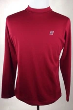 ROAD RUNNER RUN L/S ATHLETIC PULLOVER SHIRT MENS LARGE RED POLYESTER SPANDEX EUC