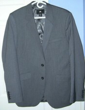 MENS H M DARK CHARCOAL GRAY 2-BUTTON SPORT COAT SUIT JACKET 38 38R PERFECT