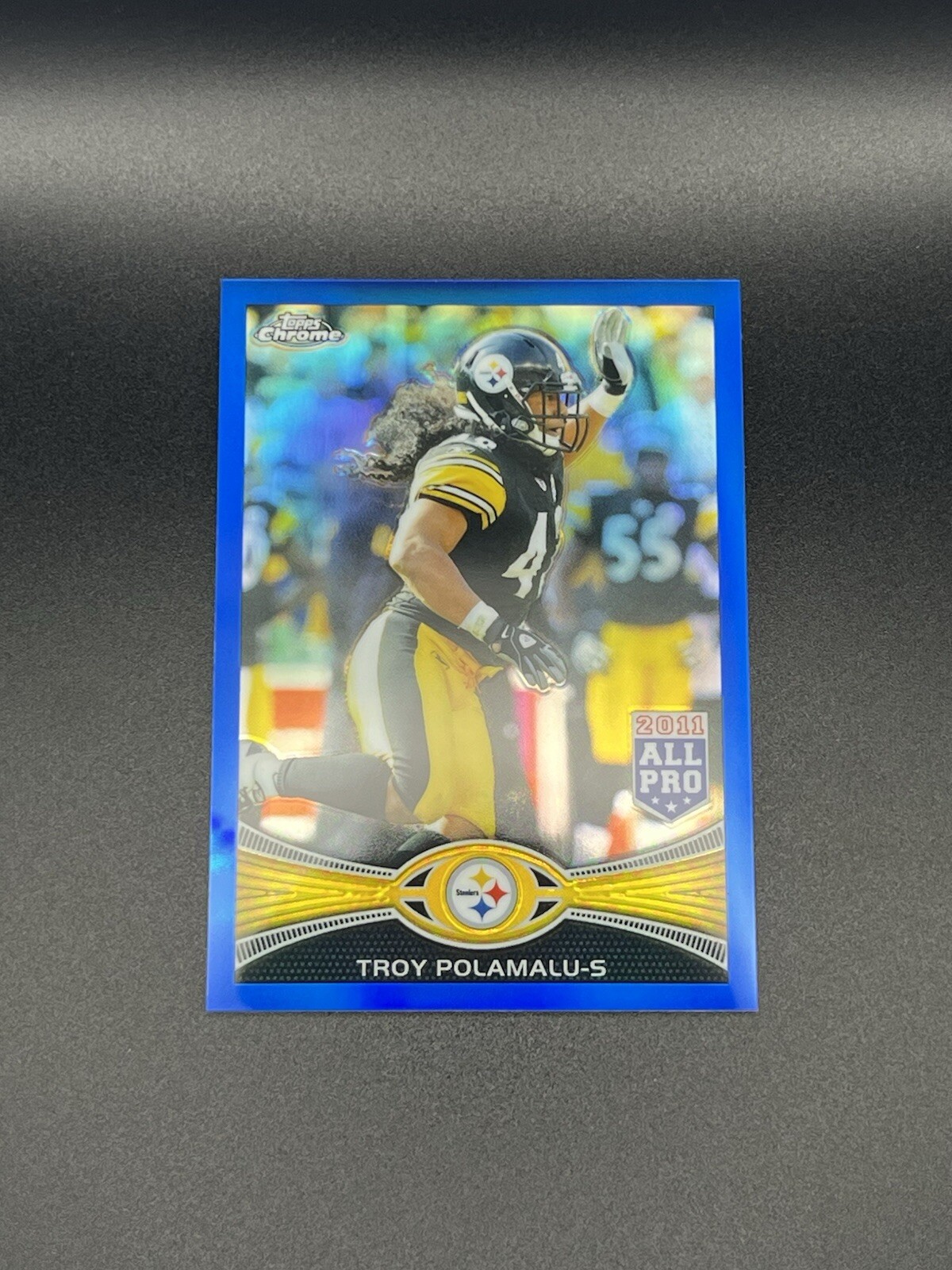 2012 Topps Chrome Troy Polamalu Blue Refractor 79/199 Pittsburgh Steelers HOF