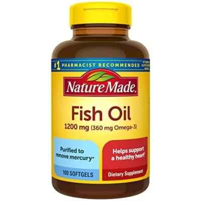 Nature Made Fish Oil Omega-3, 1200mg, 100 Softgels