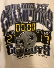 Vtg 1996 Super Bowl XXX Champions Cowboys NFL Logo 7 Mens Sz XL T Shirt Steelers