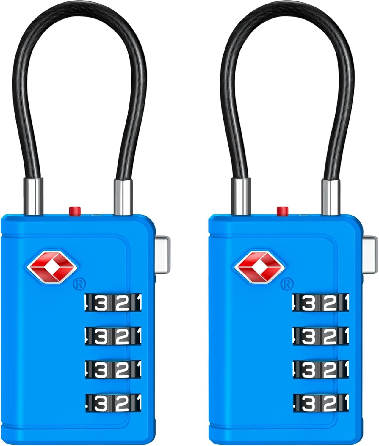 Travel Locks With Open Alert Indicator, 4 Blue