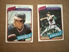 1980 Topps Baseball Card Lot Nolan Ryan 580 & Rod Carew 700 California Angels