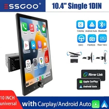 10''Rotatable Car Stereo Wireless CarPlay Android Auto Single DIN GPS Head Units