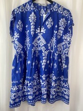 Zara women’s blue and white  boho style dress Size XL – relaxed fit 